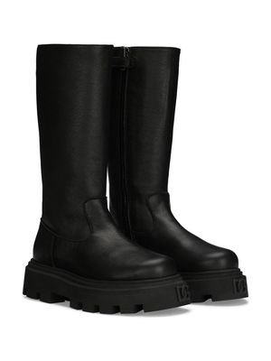 Dolce & Gabbana Kids leather calf-length boots - Black
