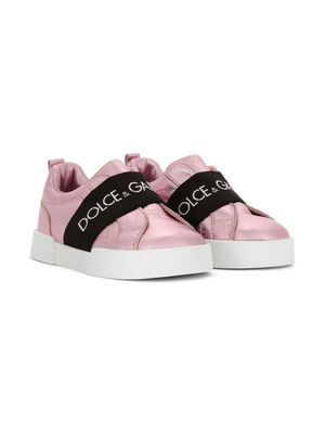 Dolce & Gabbana Kids leather slip-on trainers - Pink