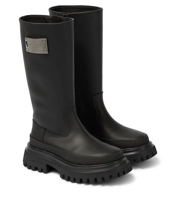 Dolce & Gabbana Kids Leather-trimmed knee-high boots