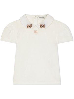 Dolce & Gabbana Kids leopard-embroidered polo shirt - White