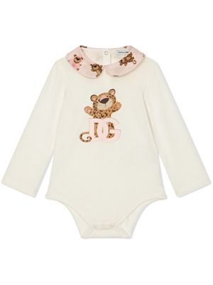 Dolce & Gabbana Kids leopard-print body - White