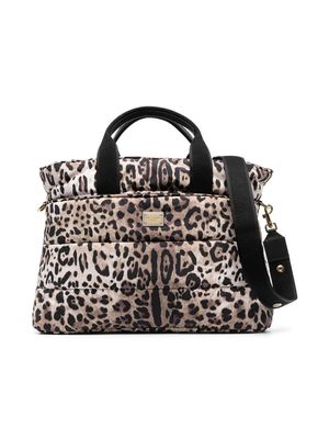 Dolce & Gabbana Kids leopard print changing bag - Black