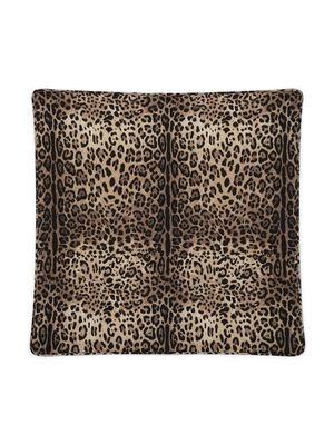 Dolce & Gabbana Kids leopard-print detail towel - Brown