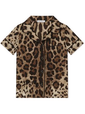 Dolce & Gabbana Kids leopard-print short-sleeve shirt - Brown