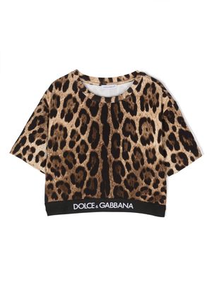 Dolce & Gabbana Kids leopard-print short-sleeve T-shirt - Brown