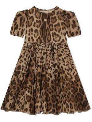 Dolce & Gabbana Kids leopard-print skater dress - Brown