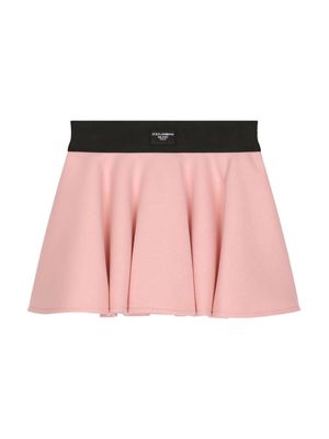 Dolce & Gabbana Kids logo-appliqué A-line miniskirt - Pink