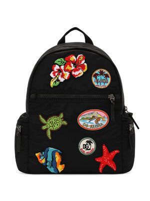 Dolce & Gabbana Kids logo-appliqué backpack - Black