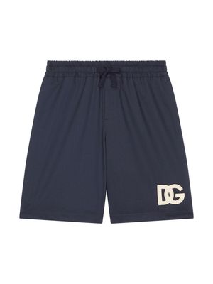 Dolce & Gabbana Kids logo-appliqué Bermuda shorts - Blue