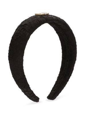 Dolce & Gabbana Kids logo-appliqué cordonetto-lace headband - Black