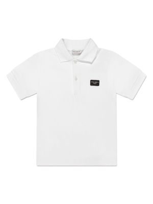 Dolce & Gabbana Kids logo-appliqué cotton polo shirt - White