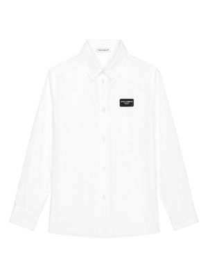 Dolce & Gabbana Kids logo-appliqué cotton shirt - White