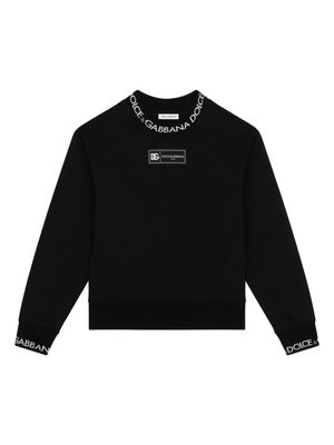 Dolce & Gabbana Kids logo-appliqué cotton sweatshirt - Black