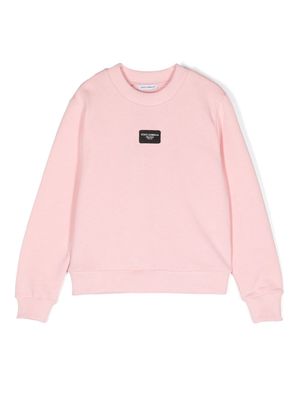 Dolce & Gabbana Kids logo-appliqué cotton sweatshirt - Pink