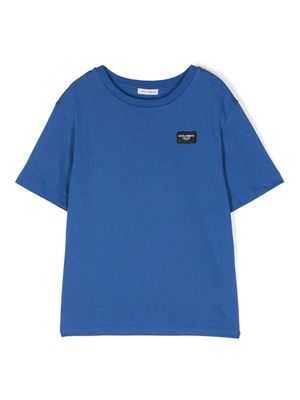 Dolce & Gabbana Kids logo-appliqué cotton T-shirt - Blue