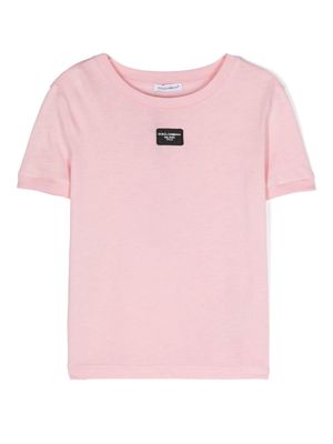 Dolce & Gabbana Kids logo-appliqué cotton T-shirt - Pink