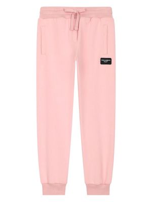 Dolce & Gabbana Kids logo-appliqué cotton track pants - Pink