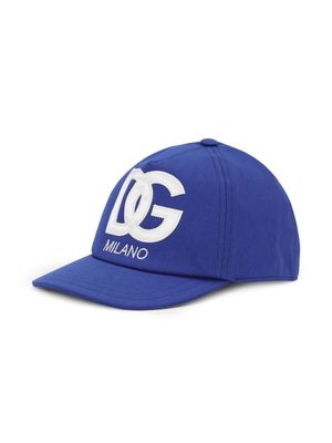 Dolce & Gabbana Kids logo-appliqué cotton-twill baseball cap - Blue