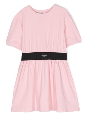 Dolce & Gabbana Kids logo-appliqué jersey dress - Pink