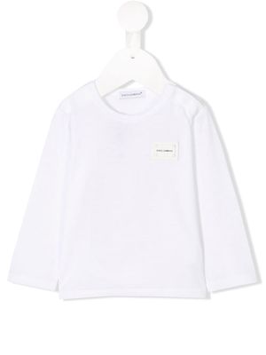 Dolce & Gabbana Kids logo-appliqué long-sleeve T-shirt - White