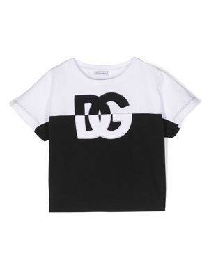 Dolce & Gabbana Kids logo-appliqué panelled T-shirt - Black