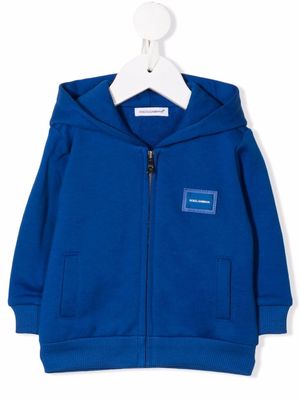 Dolce & Gabbana Kids logo-appliqué zip-up hoodie - Blue