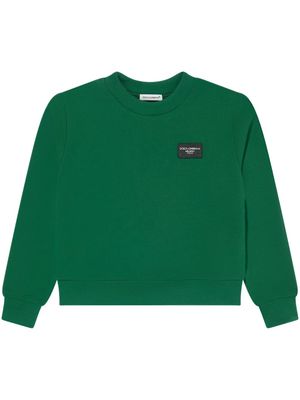 Dolce & Gabbana Kids logo-appliquéd cotton sweatshirt - Green