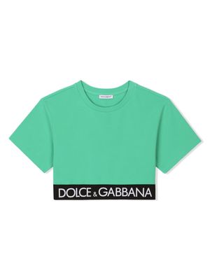 Dolce & Gabbana Kids logo-band cropped T-shirt - V8646