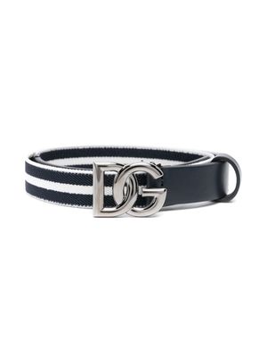 Dolce & Gabbana Kids logo-buckle elasticated belt - Blue