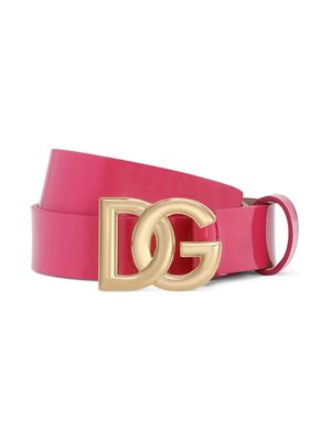 Dolce & Gabbana Kids logo-buckle fastening belt - Pink