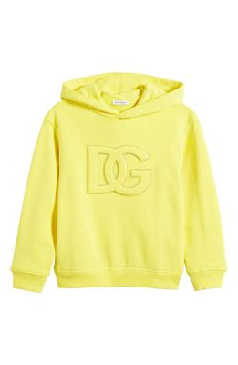 Dolce & Gabbana Kids' Logo Cotton Hoodie in Lmn Yellow