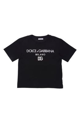 Dolce & Gabbana Kids' Logo Cotton T-Shirt in Black