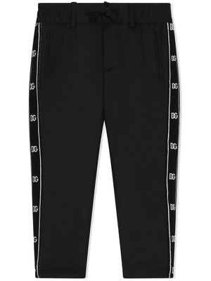 Dolce & Gabbana Kids logo-detail straight-leg trousers - Black
