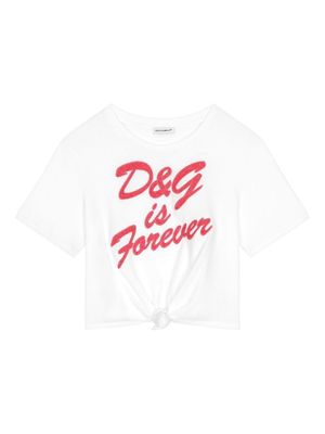Dolce & Gabbana Kids logo-embellished tie-fastening T-shirt - White