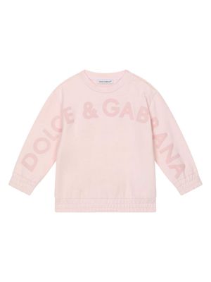 Dolce & Gabbana Kids logo-embossed jersey sweatshirt - Pink