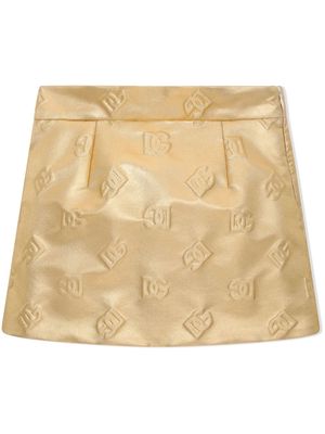Dolce & Gabbana Kids logo-embossed mini skirt - Gold
