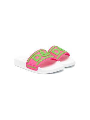 Dolce & Gabbana Kids logo-embossed slides - Pink