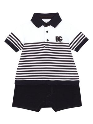 Dolce & Gabbana Kids logo-embroidered cotton shorties - Black
