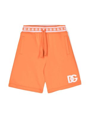 Dolce & Gabbana Kids logo-embroidered cotton shorts - Orange