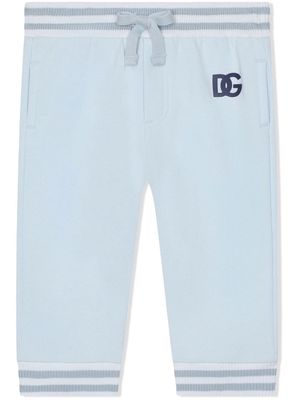 Dolce & Gabbana Kids logo-embroidered cotton track pants - Blue