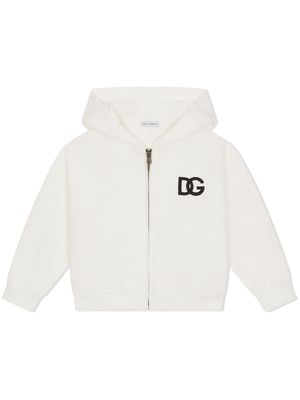 Dolce & Gabbana Kids logo-embroidered hoodie - White