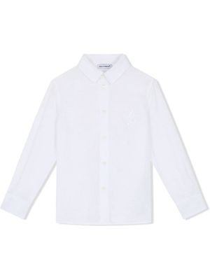 Dolce & Gabbana Kids logo-embroidered linen T-shirt - White