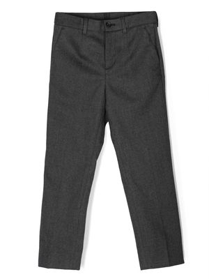 Dolce & Gabbana Kids logo-embroidered pressed-crease tapered trousers - Grey