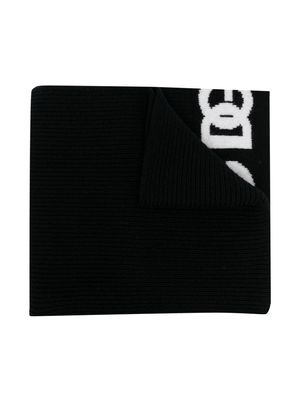 DOLCE & GABBANA KIDS logo embroidered scarf - Black