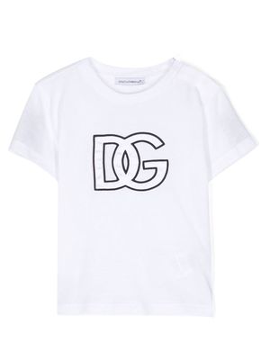 Dolce & Gabbana Kids logo-embroidered short-sleeve T-shirt - White