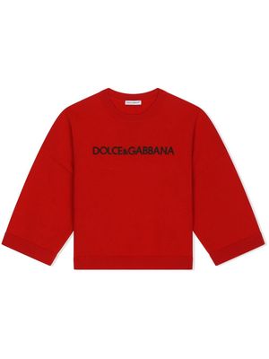 Dolce & Gabbana Kids logo-embroidery wool jumper - Red
