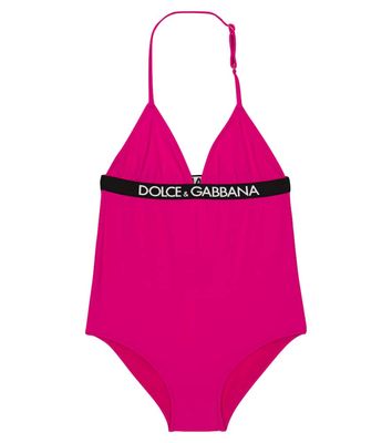 Dolce & Gabbana Kids Logo halter swimsuit