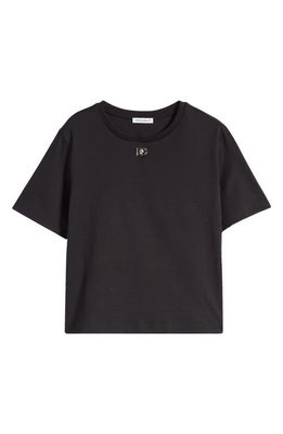 Dolce & Gabbana Kids' Logo Hardware Cotton T-Shirt in Black/Logo Plaque
