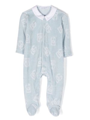 Dolce & Gabbana Kids logo intarsia-knit long-sleeve pajamas - Blue
