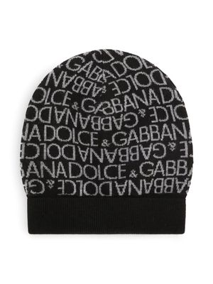 Dolce & Gabbana Kids logo intarsia-knit wool beanie - Blue